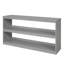 Lit mezzanine double bas avec cabinet, tablettes et bureau portatif à roulettes, lit multifonctionnel - gris