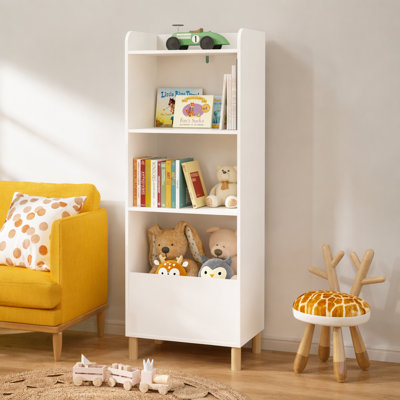 Bibliothèque pour enfants à 4 niveaux, présentoir à livres pour enfants, étagère de rangement pour jouets pour chambre d'enfant, salle de jeux, chambre de bébé