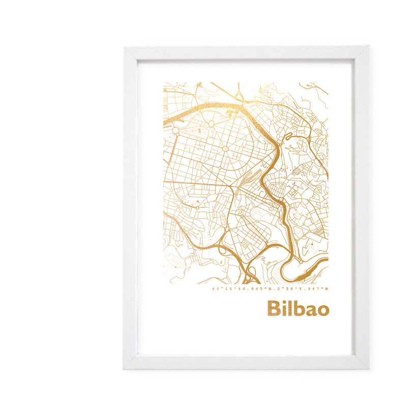 Bilbao Map - Single Picture Frame Print, 42.5cm H x 32.5cm W x 3.5cm D
