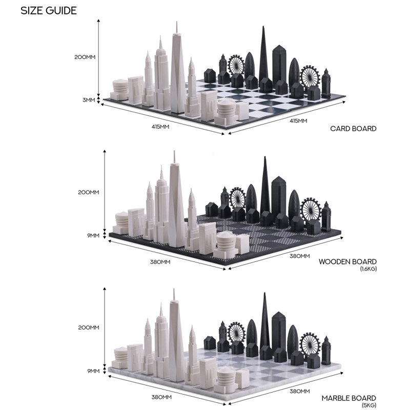 Chess Set Acrylic Chicago Vs Los Angeles With Marble Hatch Board