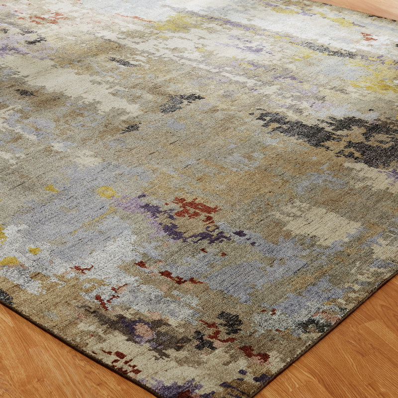 Aurora Drift Hand Knotted Abstract Area Rug, Rectangle 12' x 15'