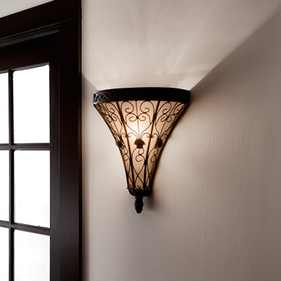 Applique murale d'intérieur Lenka 1 lumière Terrene Bronze avec abat-jour en verre Piastra