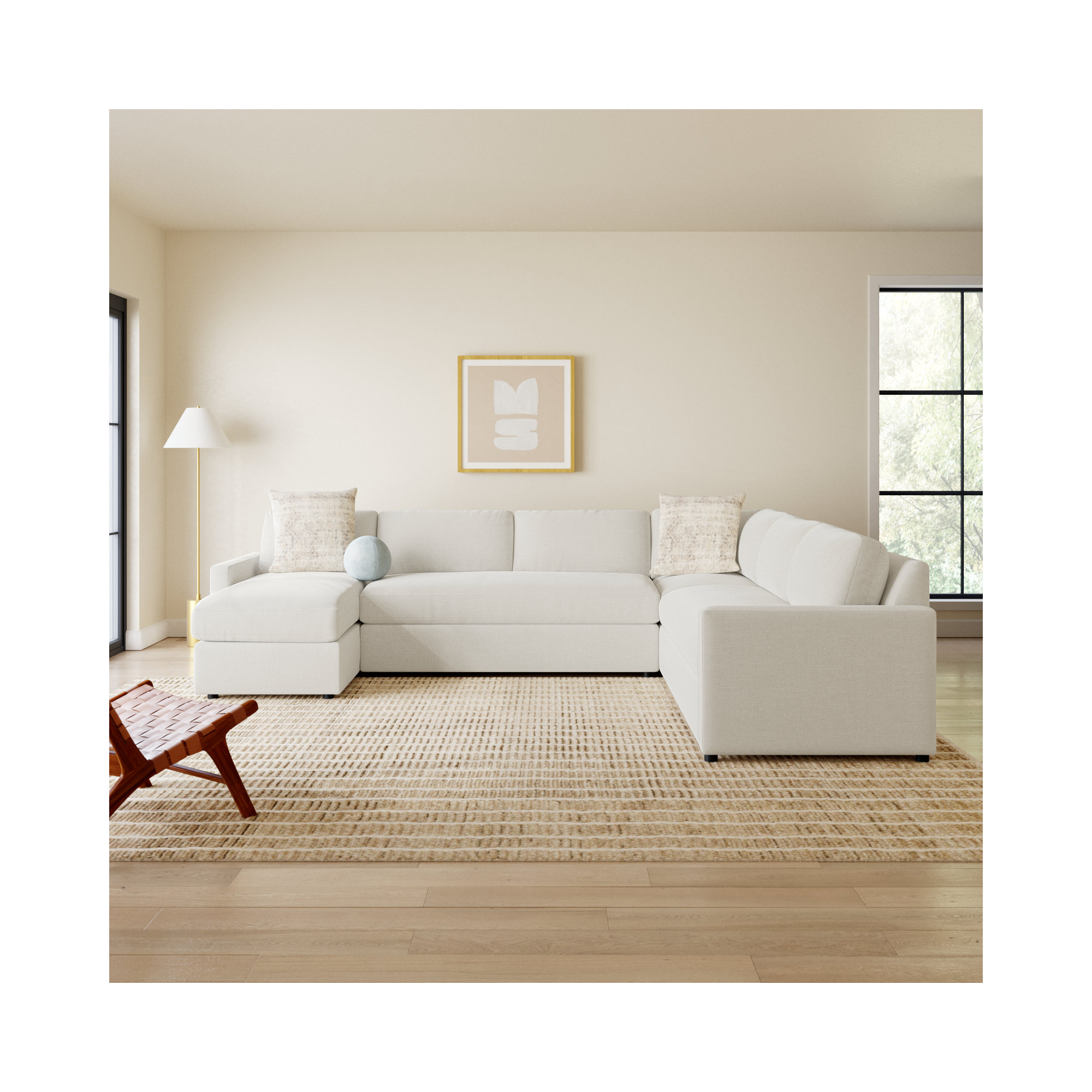 Damari Upholstered U-Sectional, Left Hand Facing, Nomad Snow Crypton® Chenille