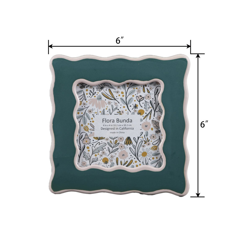 4 X 4 Two Tone Wavy Ceramic Frame, Green