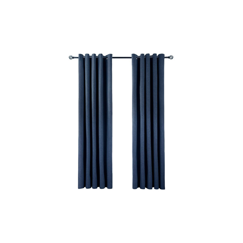 Ausia Blackout Curtain Panel Pair, 137cm H x 117cm W, Navy