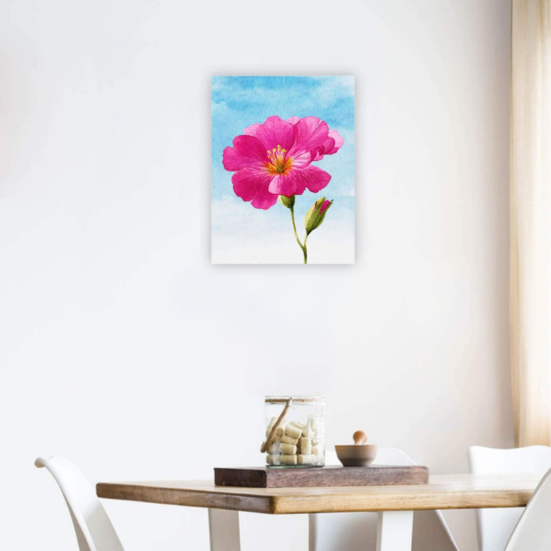 «Pink Botanical Flower», reproduction d'art sur toile 24 x 18 po