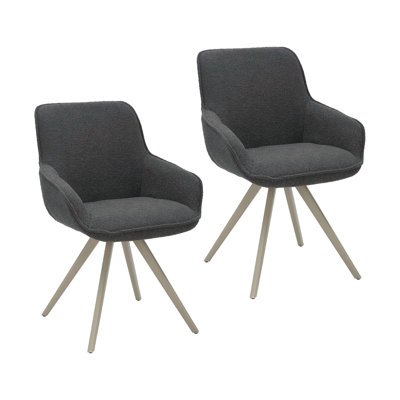 Caelia Fabric Swivel Dining Chairs Set of 2