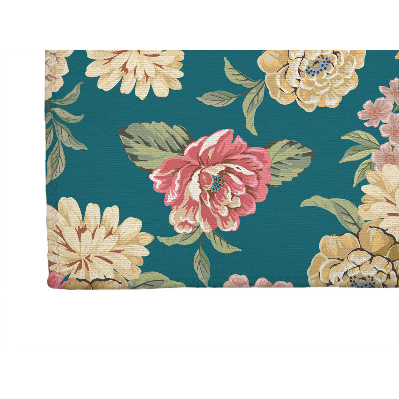 Tapis de bureau léger et antidérapant Catherine, L 84 po x P 60 po, Sarcelle