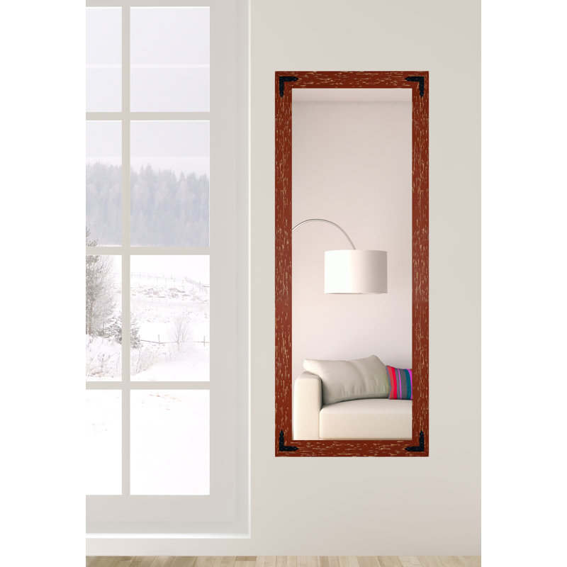 Kyrei Solid Wood Flat Mirror, 63" H x 25" W, Brick Red