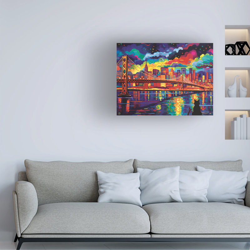 Art sur toile, Michael David Ward Midnight In San Francisco, H 14 po x l 19 po