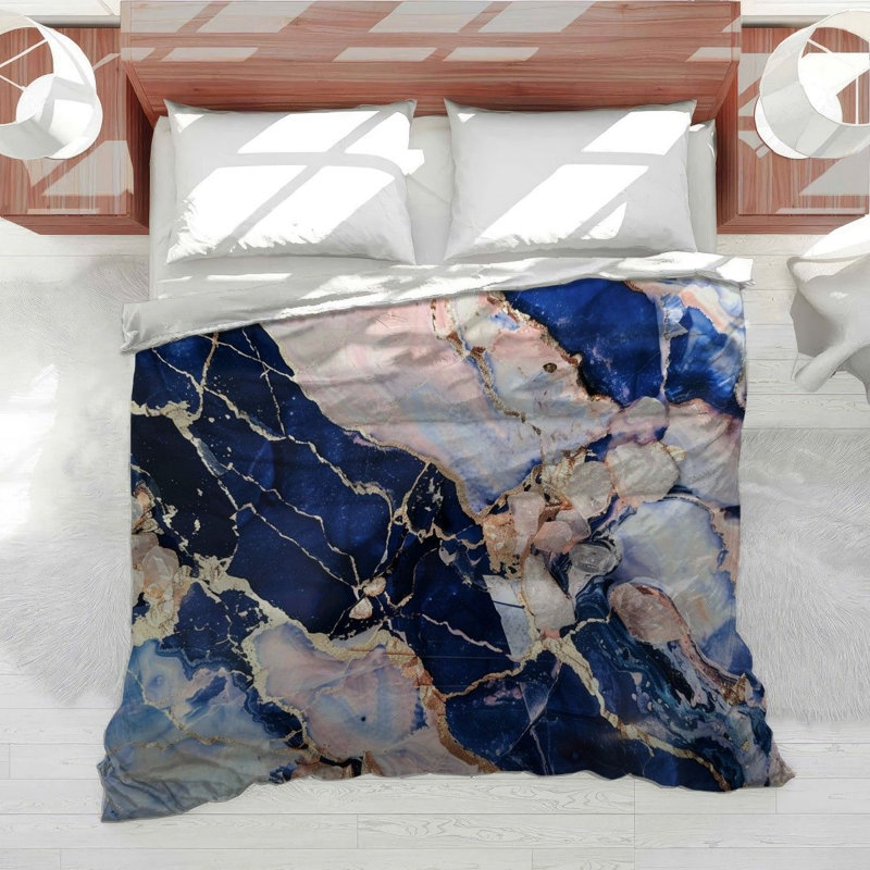 Marble Abstract Cool Bedding, Queen Duvet Cover