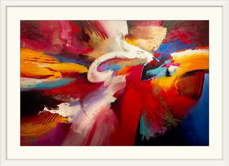 «Life, Love and Passion» par Jonas Gerard - impression d'art graphique, H 24 po x l 32 po x p 1 po, Cadre blanc