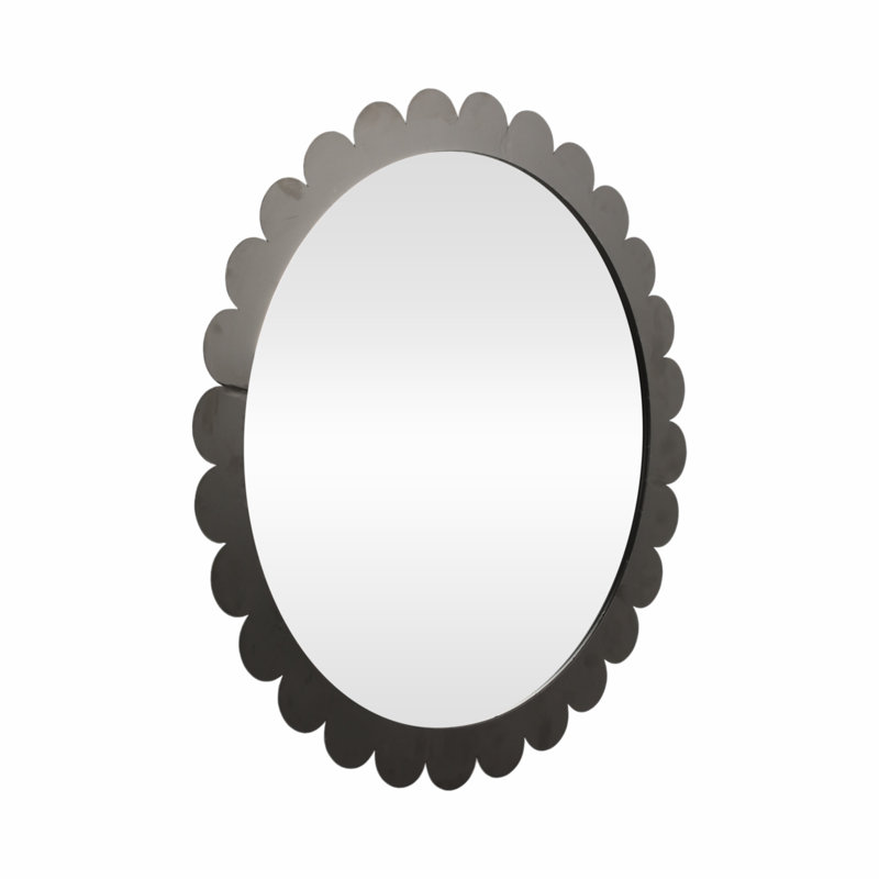 Winston Porter 34" Iron And Glass Scallop Border Mirror In Black - Elevate Your Space With Timeless Elegance