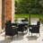 Dubose 4 Seater Rattan Round Dining Set with Grey LED Premium Parasol - Black