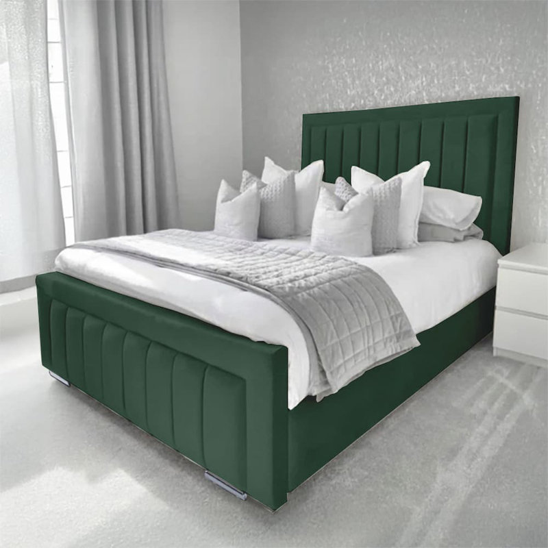Abianna Upholstered Bed, Double (4'6), Emerald