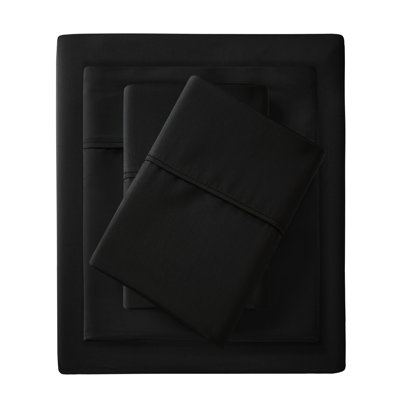 4 Pc Sheet King - 1500 Thread Cotton Blend, Wrinkle- , Deep Pocket For 18" Mattress, 2 Pillowcases, Machine Washable, Black Sheets Count Blend Wrinkle , Soft Weave, Fitted, Wash,