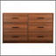 Commode 6 tiroirs avec grands tiroirs en tissu, noyer