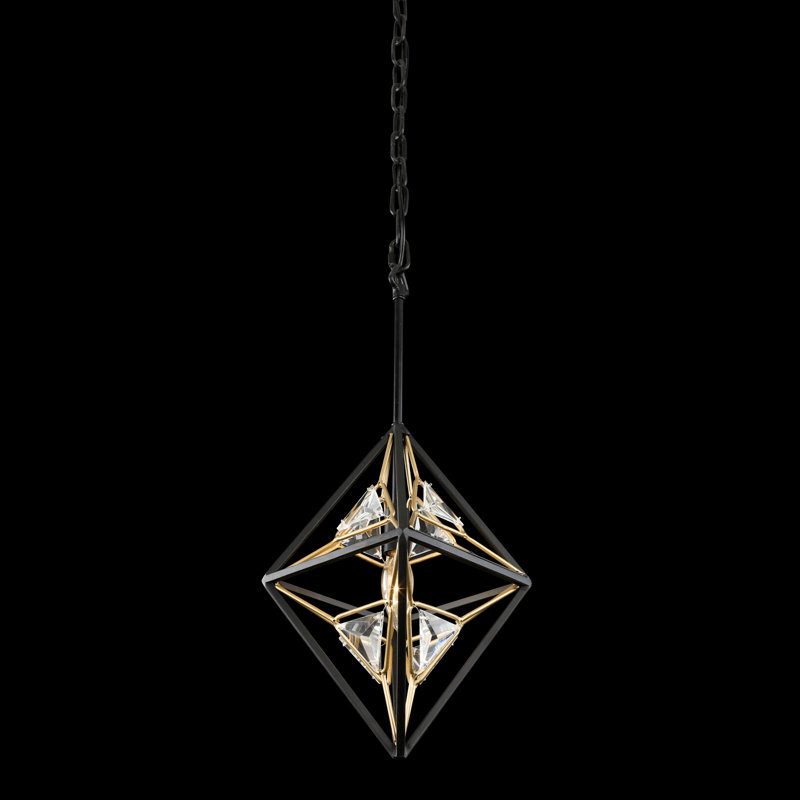 Marcia Matte Black and Gold Crystal Mini Pendant