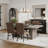  Sorlen 5-Piece Dining Set, 3D Faux Concrete Table with 4 Chocolate Fabric Chairs-546809675