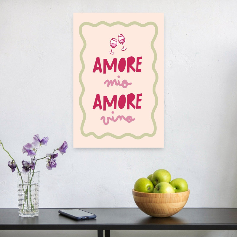 «Italian Love Wine Elegant Romantic Contemporary», reproduction d'art mural, H 24 po x l 16 po