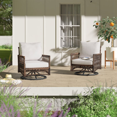 Outdoor Edith Rocking Swivel Chair with Cushions by Beachcrest Home