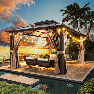 Pavillon de jardin en aluminium l 12 pi x P 10 pi avec lumières