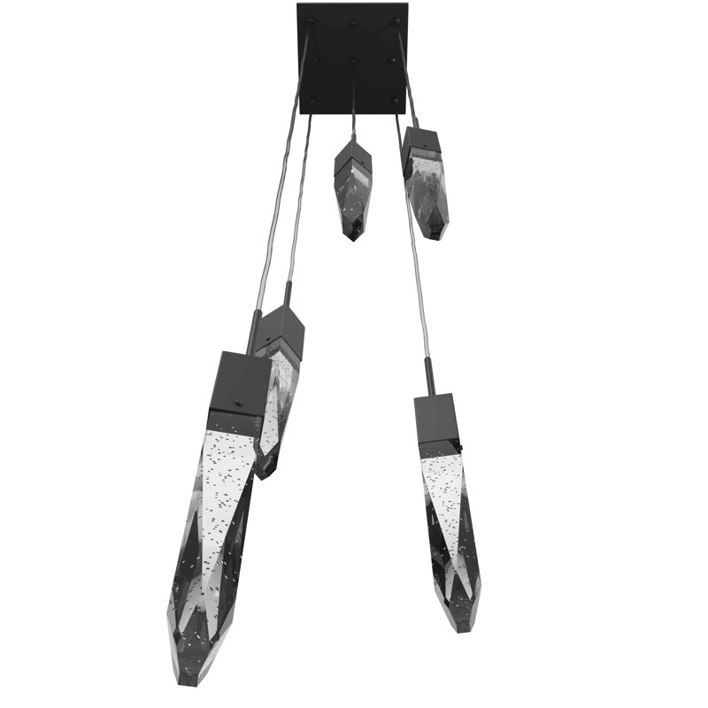 Aspen 5 - Light Pendant, Matte Black, Clear Air Bubbled Crystal Rods