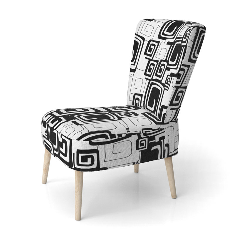 Chaise d'appoint rembourrée à motif géométrique noir et blanc