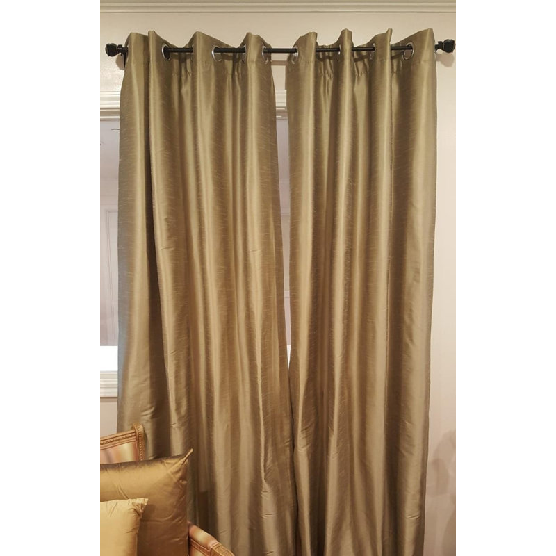 Panneau de rideau simple semi-diaphane avec œillets Eury, l 50 po x L 96 po, Or antique