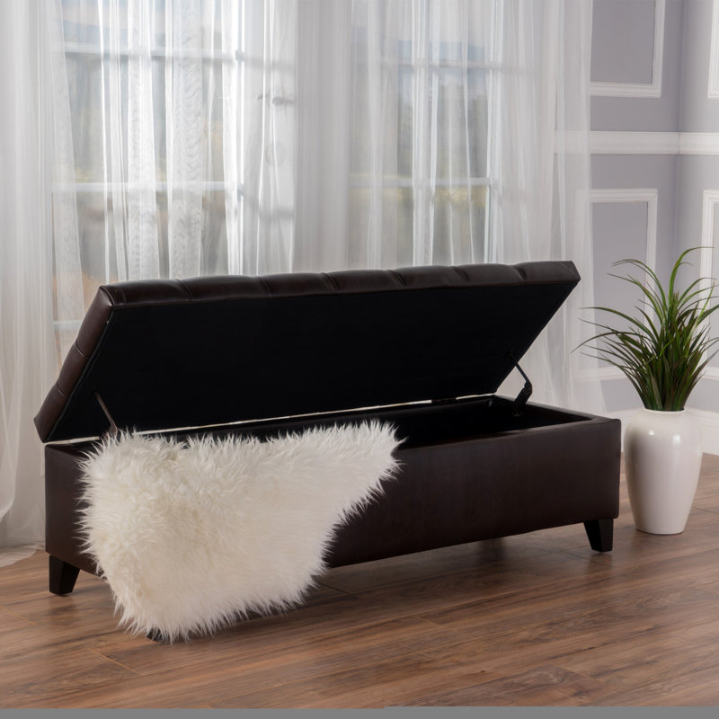 Ottoman Bench With Storage, Dark Brown