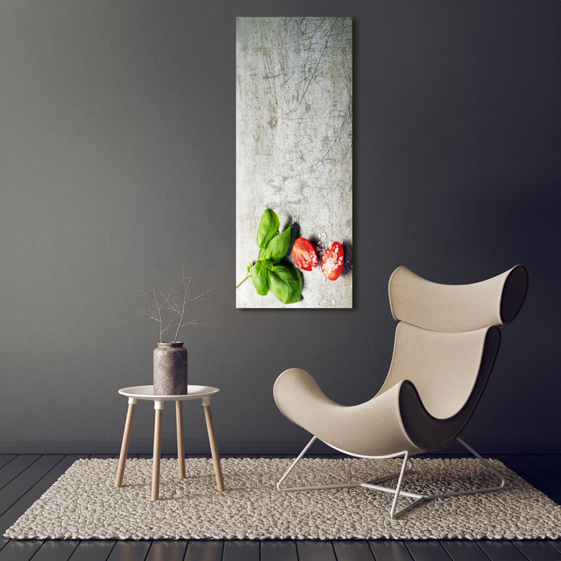 Tomatoes And Basil - Wrapped Canvas Print