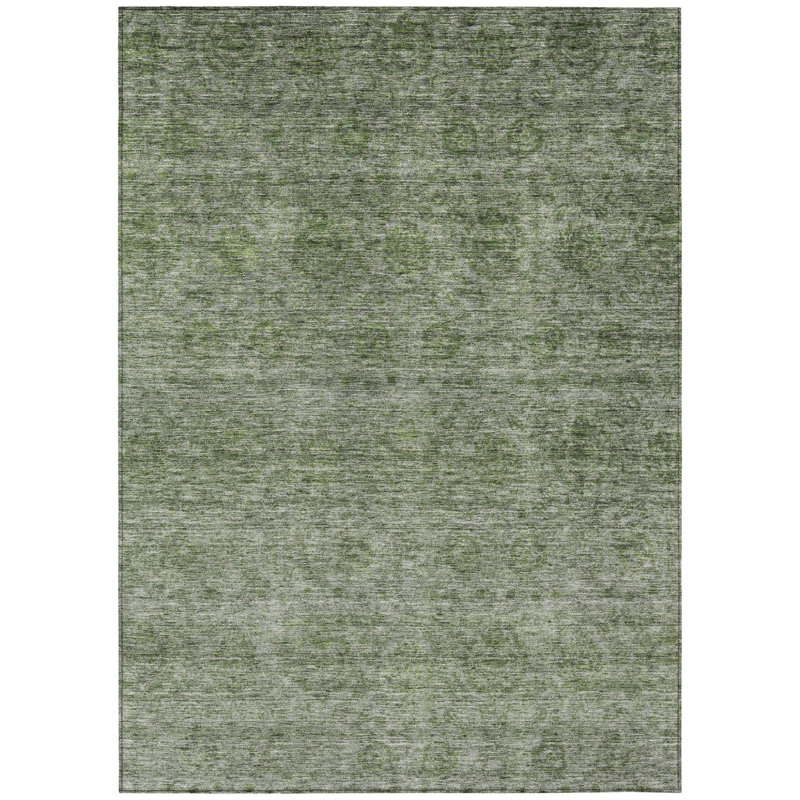 Tapis extérieur lavable floral 8 pi x 10 pi vert olive et beige