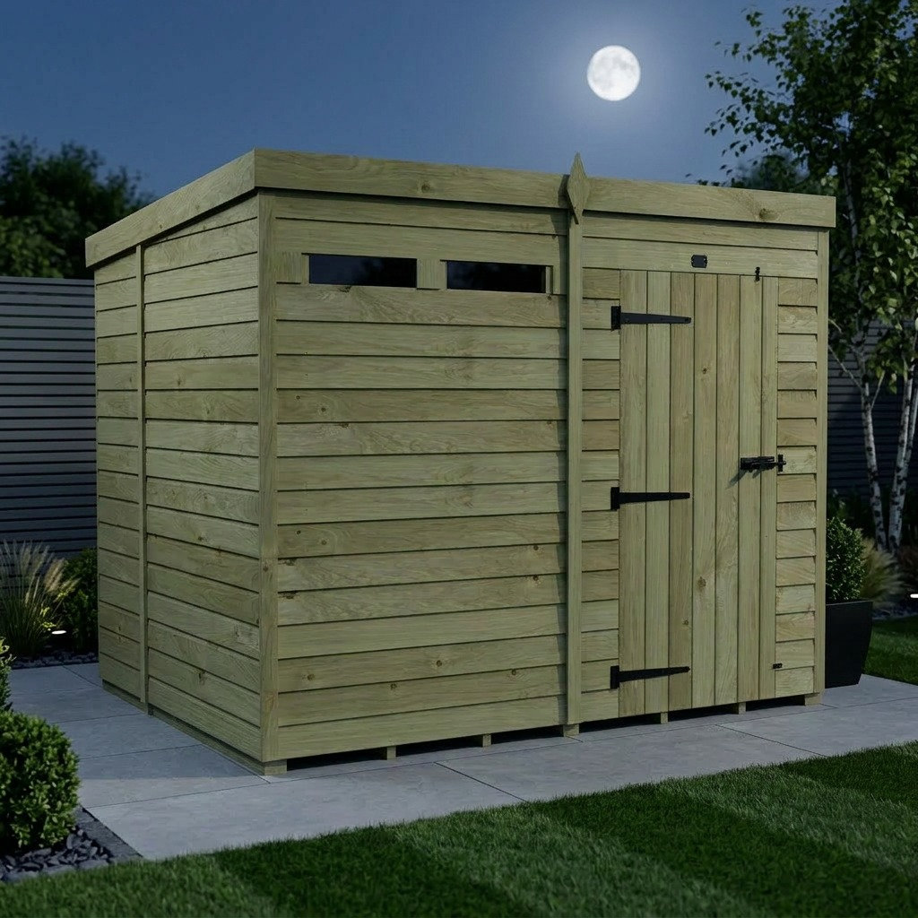 Total Sheds 8ft x 7ft Security Pent Shed - Heavy-Duty Hasp Staple Anti-Tamper - Pressure Treated Timber - UK Manufactured