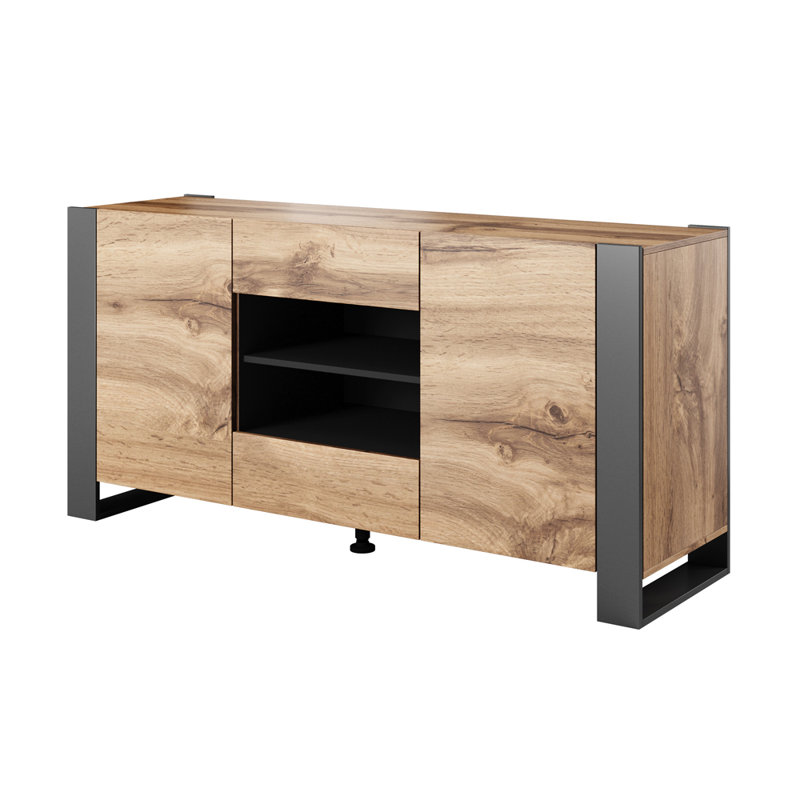 Togut 64.5'' Oak and Gray Modern Sideboard Buffet