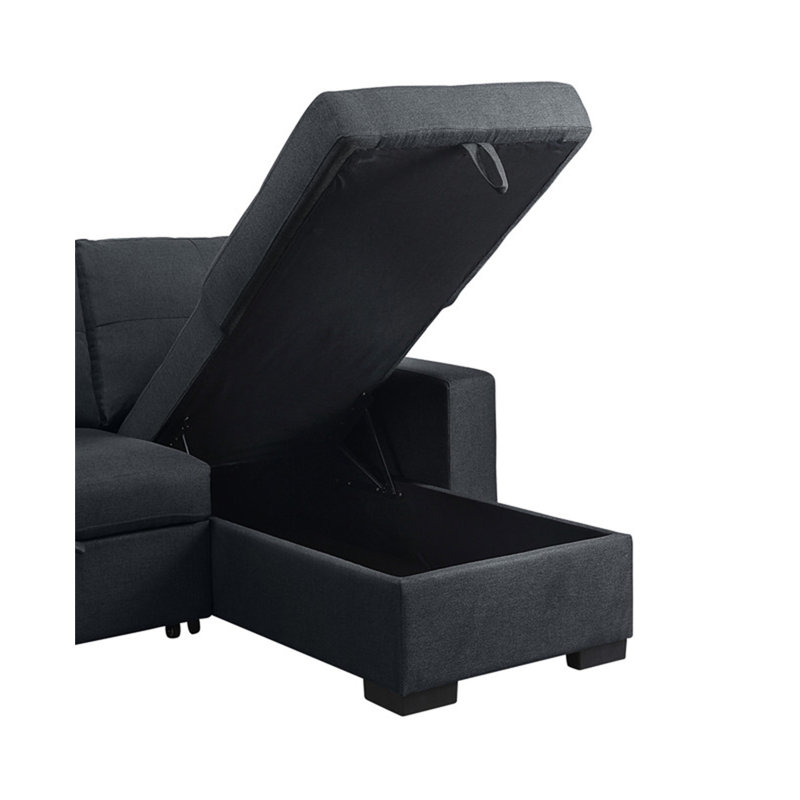 Canapé-lit modulaire en lin gris foncé de 97 po avec rangement réversible Lucas
