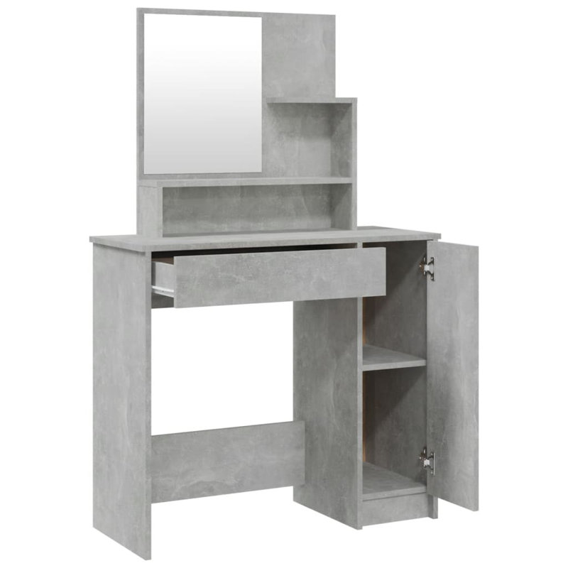 Libaan Dressing Table with Mirror, Concrete Grey