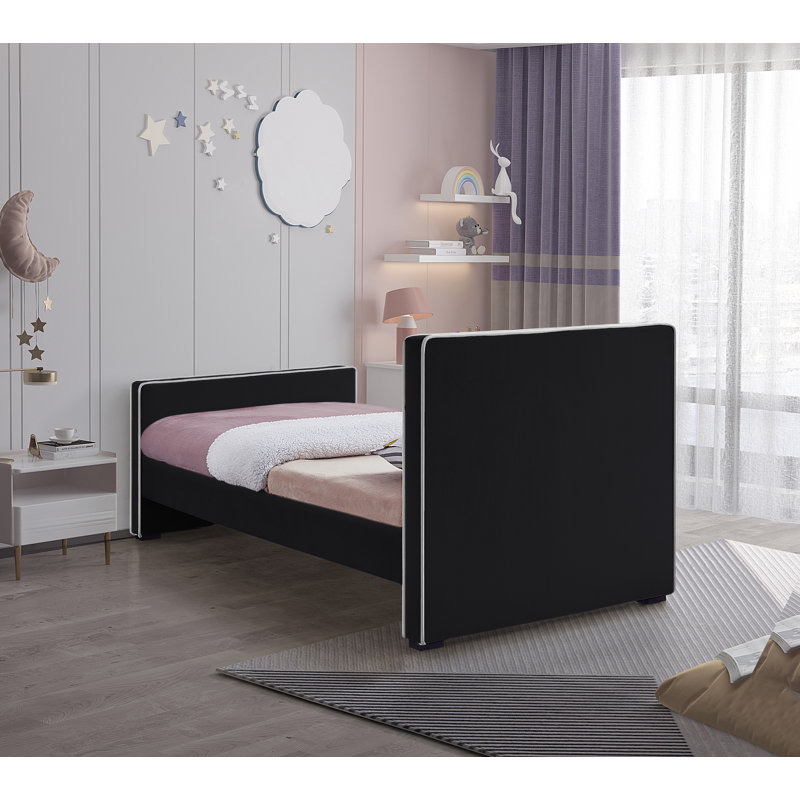 Lit en velours Haneesh, Simple, Velours noir