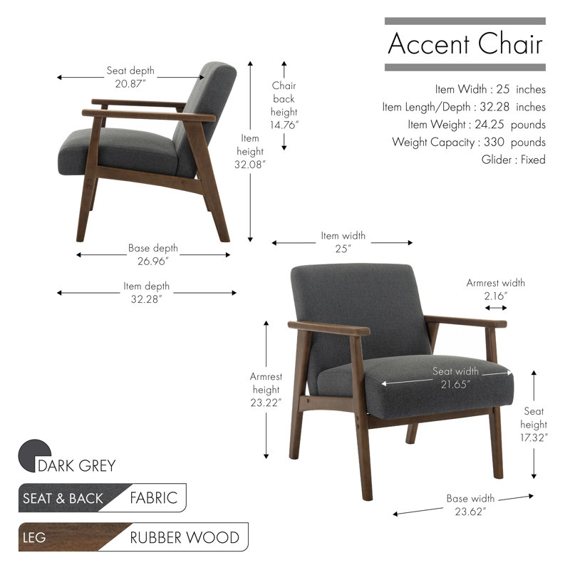 Chaise d'appoint Kethe, Mélange de polyester gris foncé