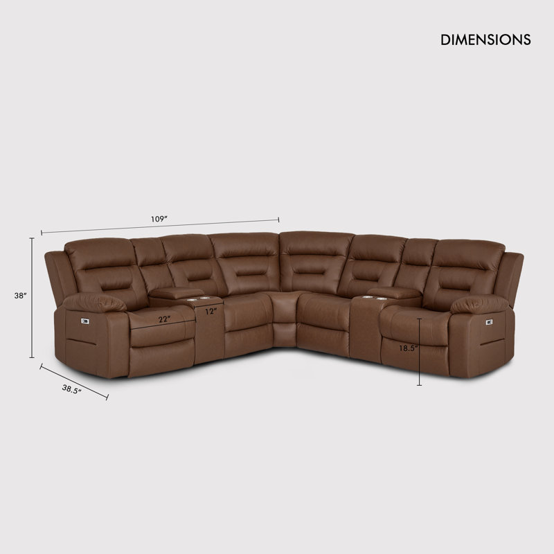 7-Piece Power Recliner Chair Reclining Sectional with 2 Power Recliners and Built-in USB Port Hidden Cupholder