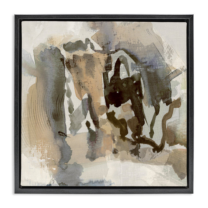 Squiggles collés neutres, Cadre flottant noir de jais, H 18 po x l 18 po