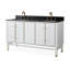 Meuble-lavabo moderne autoportant Tennant Brand 60 pouces, blanc Bertone, double lavabo, comptoir en pierre frittée noire, entièrement assemblé