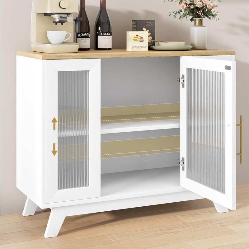 Armoire de rangement 36 pouces avec portes en verre et tablettes réglables pour la cuisine de salle à manger ou de salon