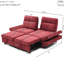 Lit convertible, tissu chenille, construction robuste, réglable, lit gigogne escamotable 3 en 1 bordeaux avec pour salon / bureau / appartement,-2010260899