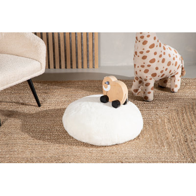 Keramettin 40cm Wide Round Solid Colour Footstool Ottoman