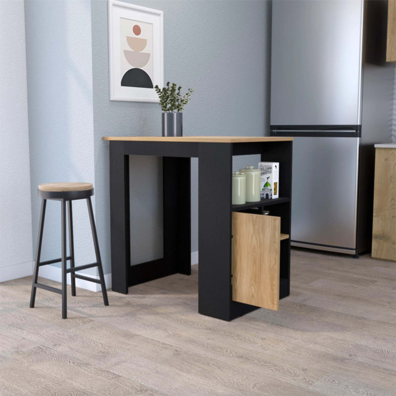 Îlot de cuisine compact à 1 porte en chêne avec rangement ouvert, parfait pour les petites et moyennes cuisines et une organisation améliorée