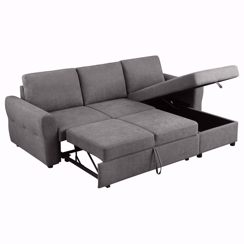 Canapé-lit modulaire avec rangement Kenna, Tissu gris