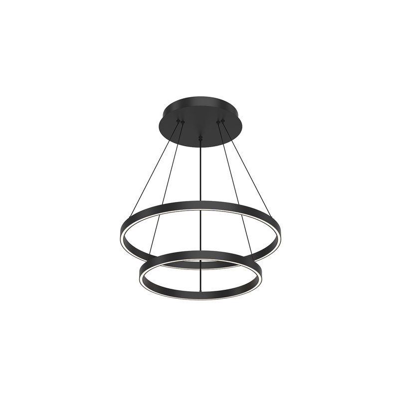 Cerchio Dimmable LED Wagon Wheel Chandelier, Black, 1.375" H x 23.625" W x 23.625" D