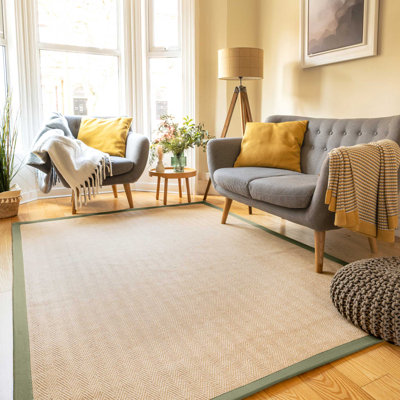 Hendrickson Green Border Jute Rug