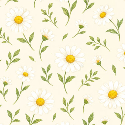 Peel and Stick Wallpaper White daisy watercolor Beige botanical green leaf floral Contact Paper Removable Self Adhesive Wall Mural Wall Decor for Bedroom Kitchen Cabinets 24in x 118in