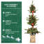 Arbre de Noël illuminé 4 pi avec base lumineuse Sparkling, 396 pointes, 100 lumières DEL, baies et pommes de pin, branches en PE / PVC, pot lumineux-2108677493